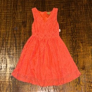 Wrangler Coral Lace Fit & Flare Dress | Size Small Zipper Back NWT Summer